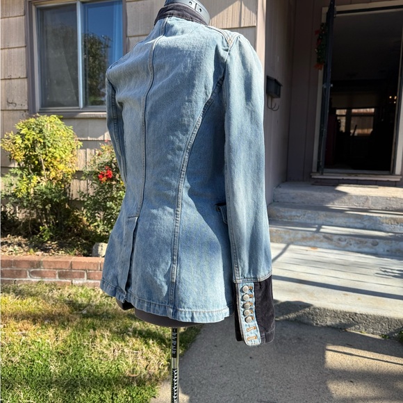 Free People Blue Jean Jacket with Black Accents - Picture 7 of 11